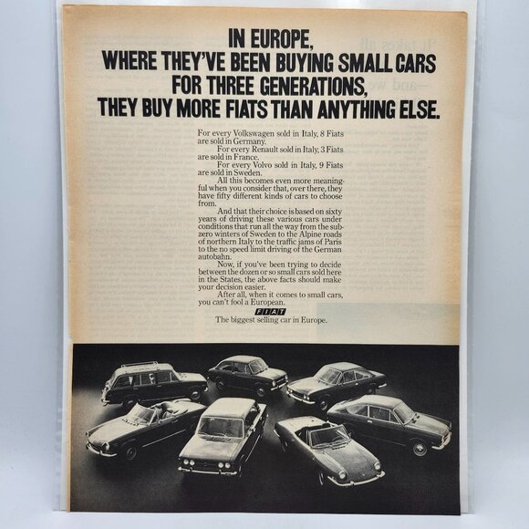 Vintage 1960s Fiat The Biggest Selling Car In Europe LIFE Magazine Print Ad a - Picture 1 of 1